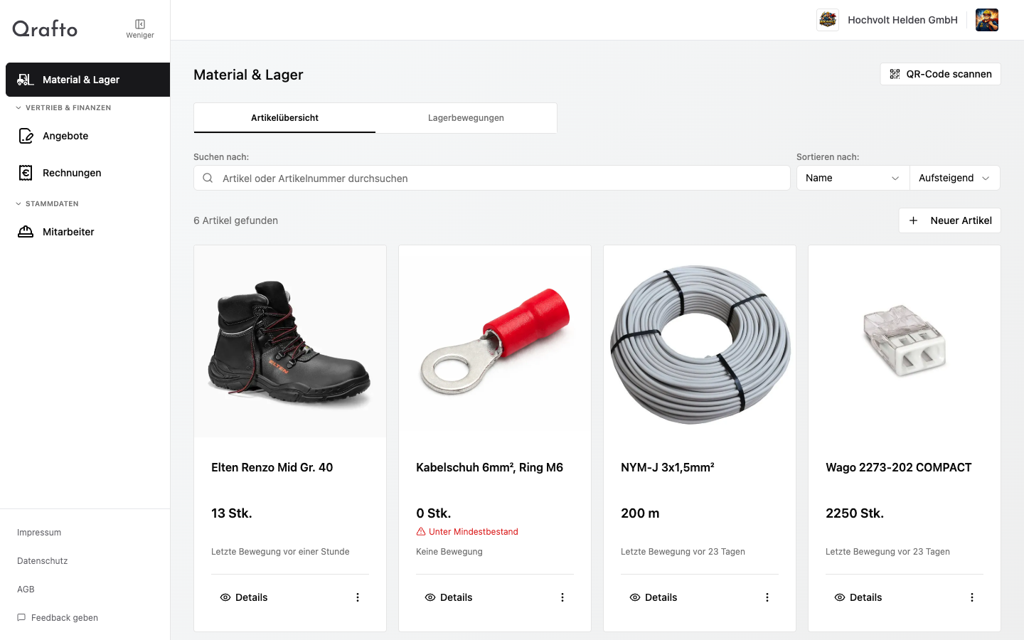 Qrafto Lagerverwaltung